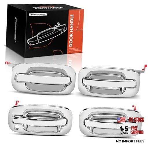 – 4Pcs Exterior Door Handles – Compatible with Chevy Silverado 1500 Chrome