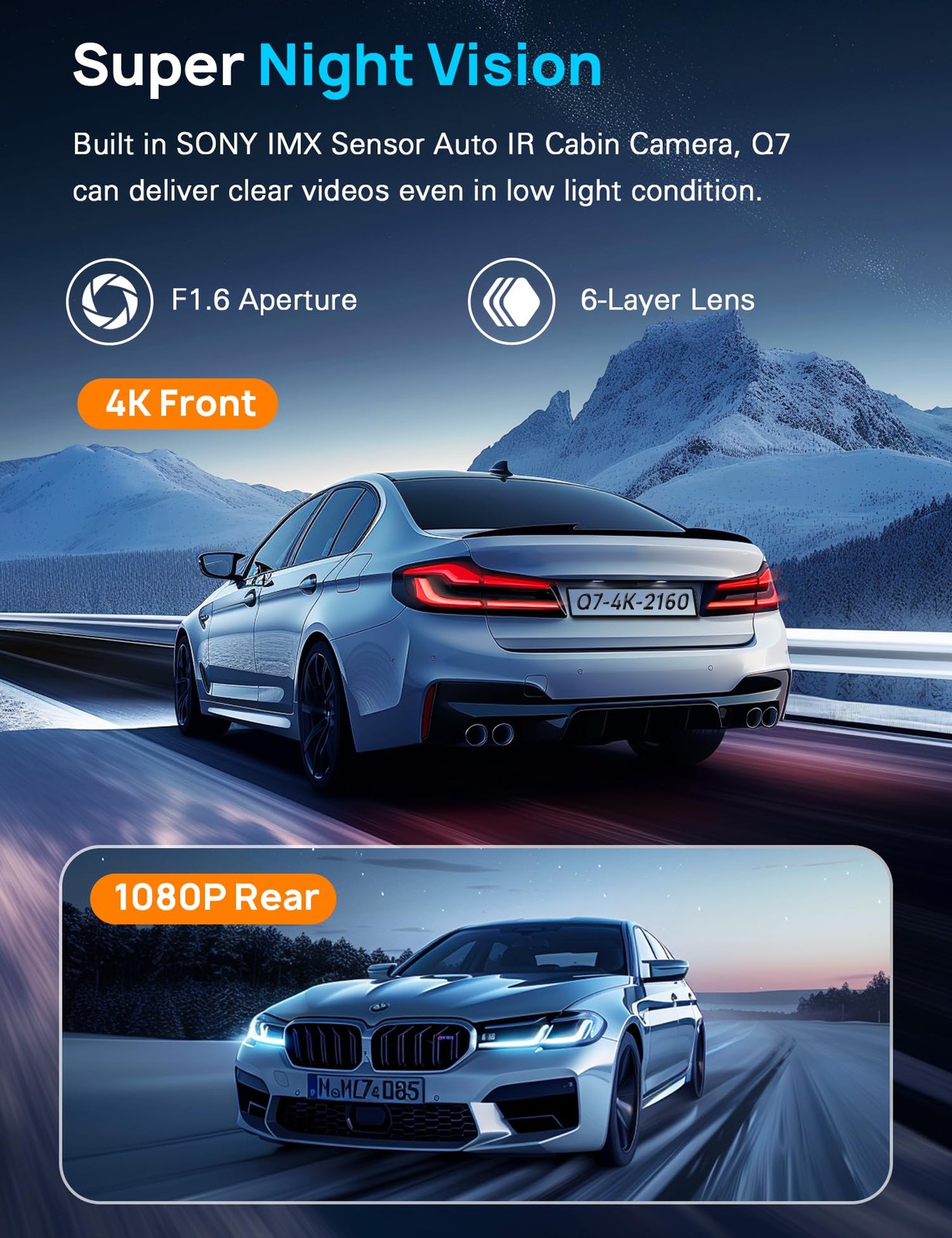 Navycrest 4K Dash Cam Front and Rear, Built-in 5G WiFi, Dash Camera for Cars …