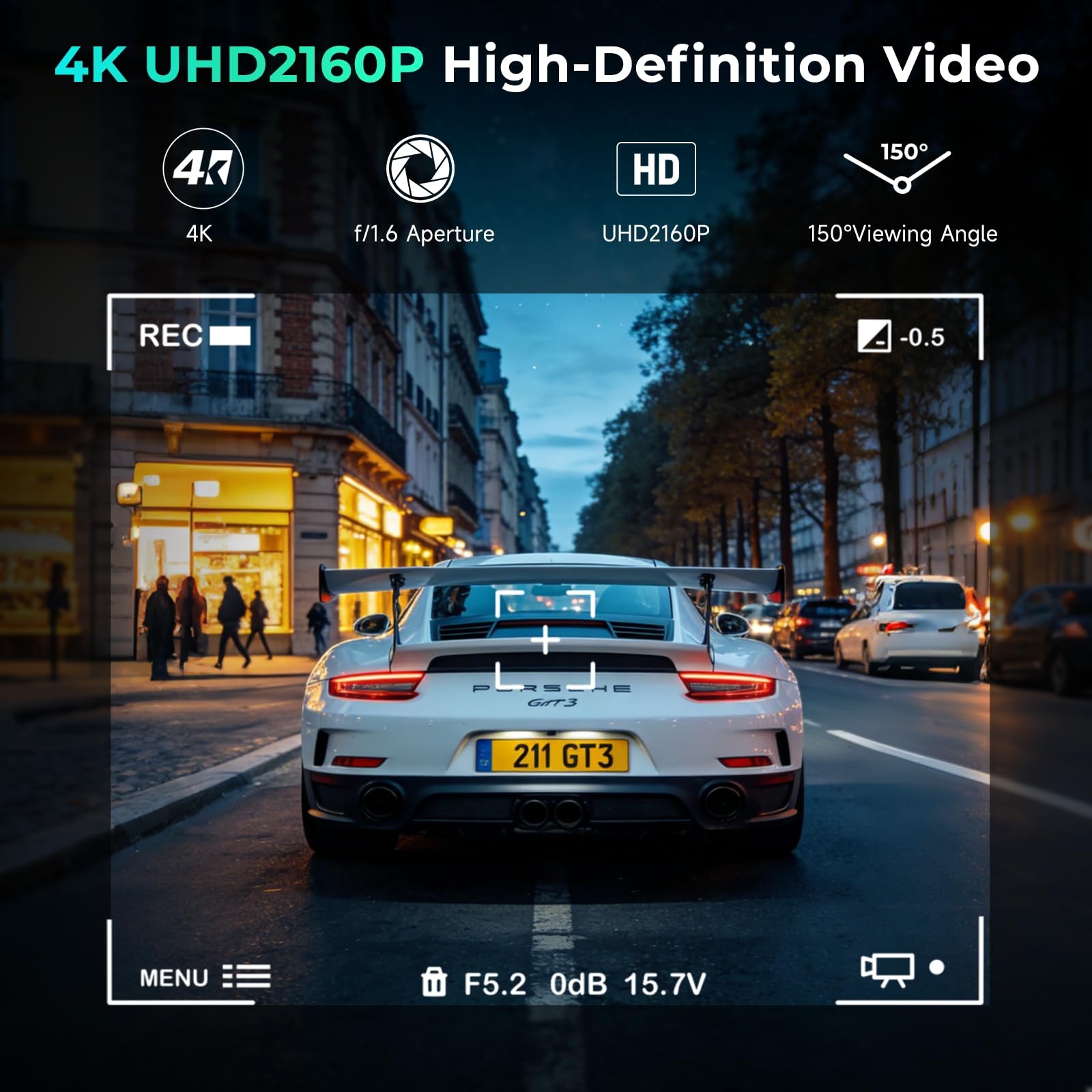 Inefala 4K Dash Cam for Audi 2019-2026 A4 A6 Allroad A3 A5 Q5 S4 S6 Q7 A8 Q8 …