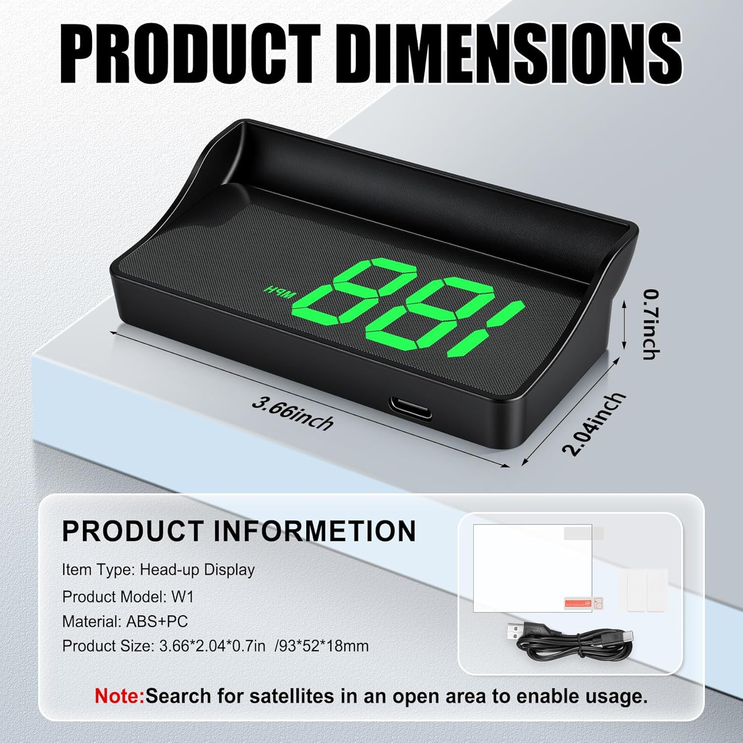 Heads up Display for Cars, USB Plug Digital GPS HUD Speedometer with HD