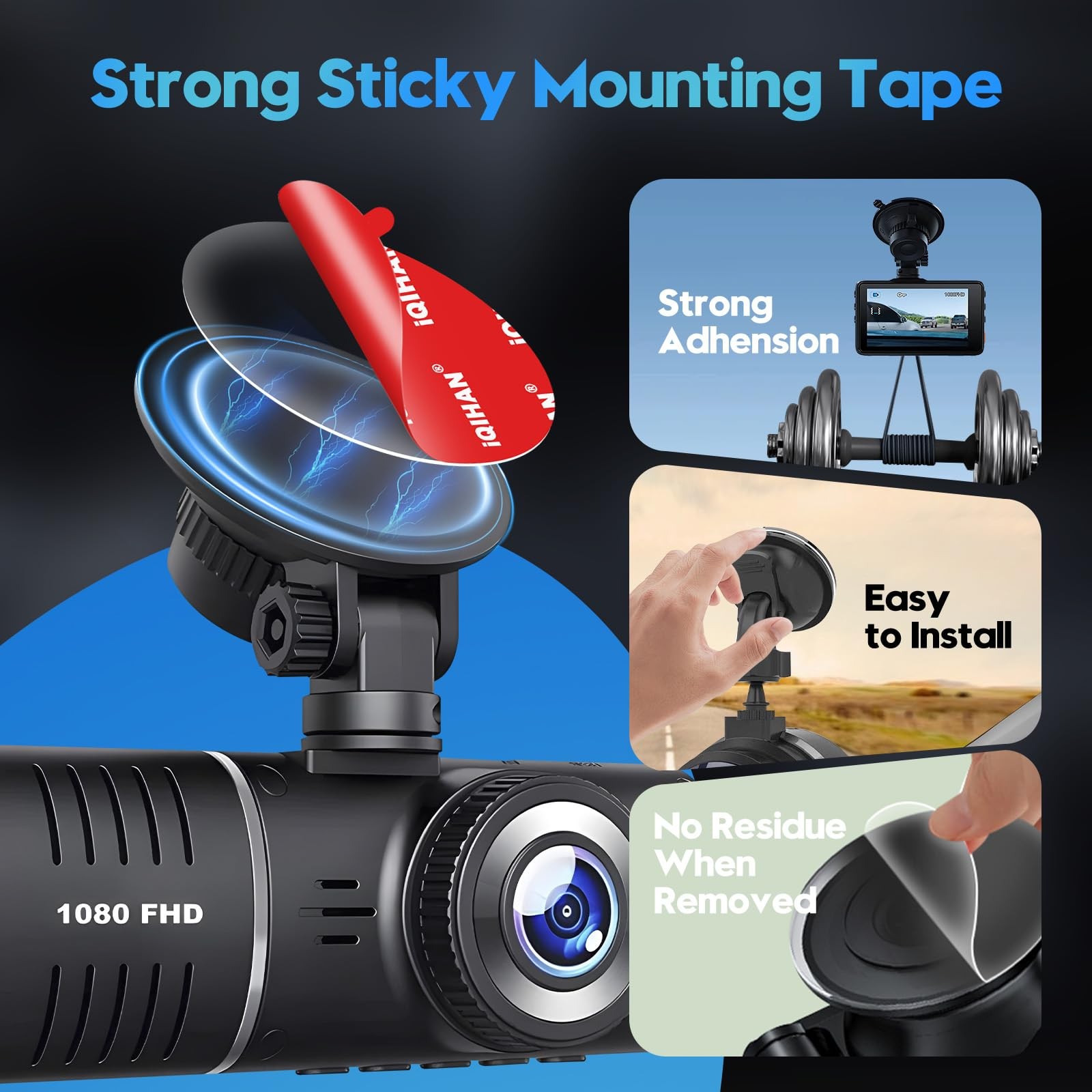 Adhesive Sticky Pads for Dash Cam Mount, 4Pcs 2.2″ / 56mm, Transparent