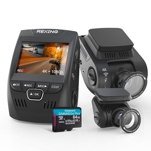 USA V1P SE 4K Dual Dash Cam w/GPS, Wi-Fi & 2pcs-CPL Filter | 512GB Support |