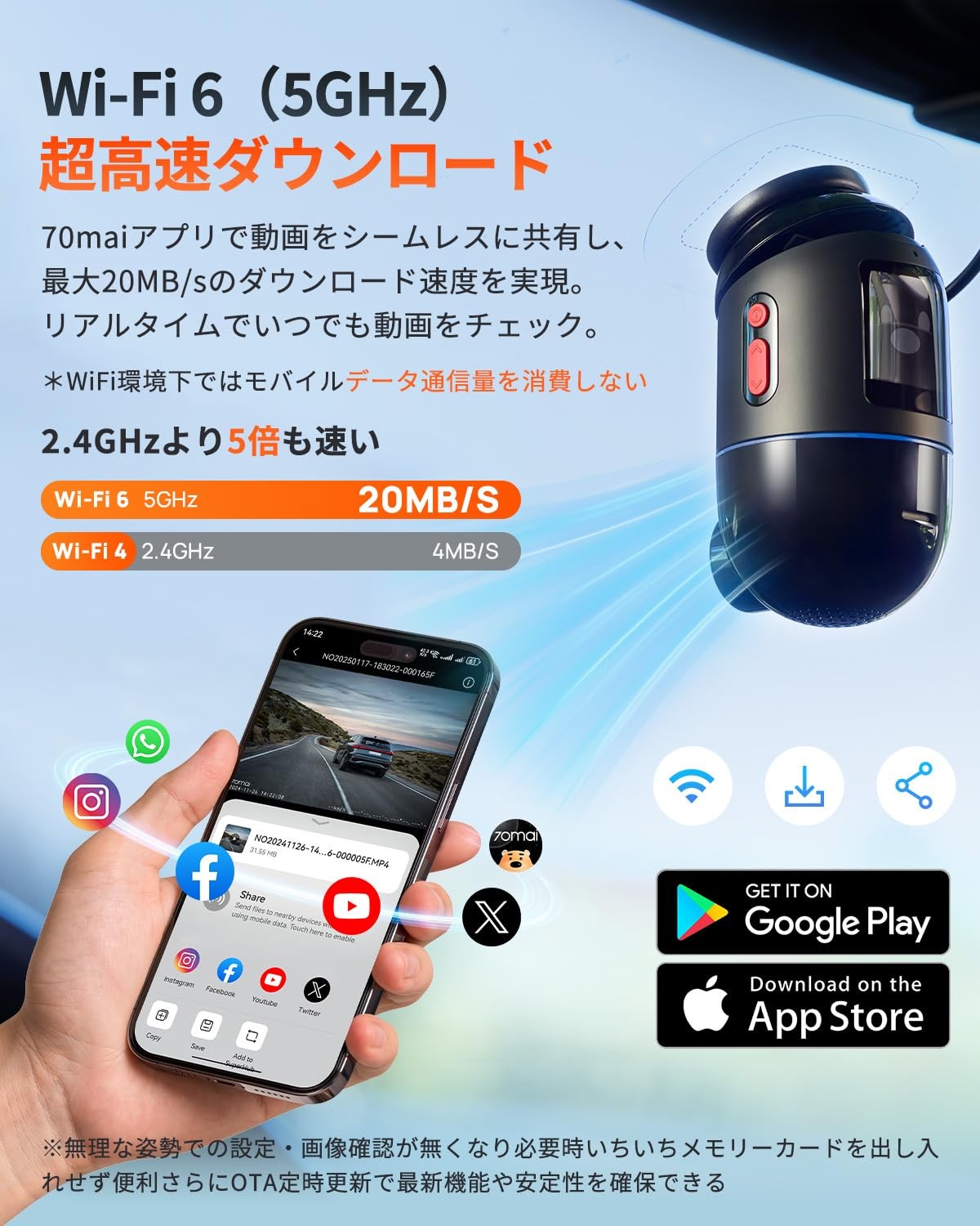 ‎70mai Dash Cam 4K Omni Drive Recorder with Front and Rear 2 Cameras and HDR JPN