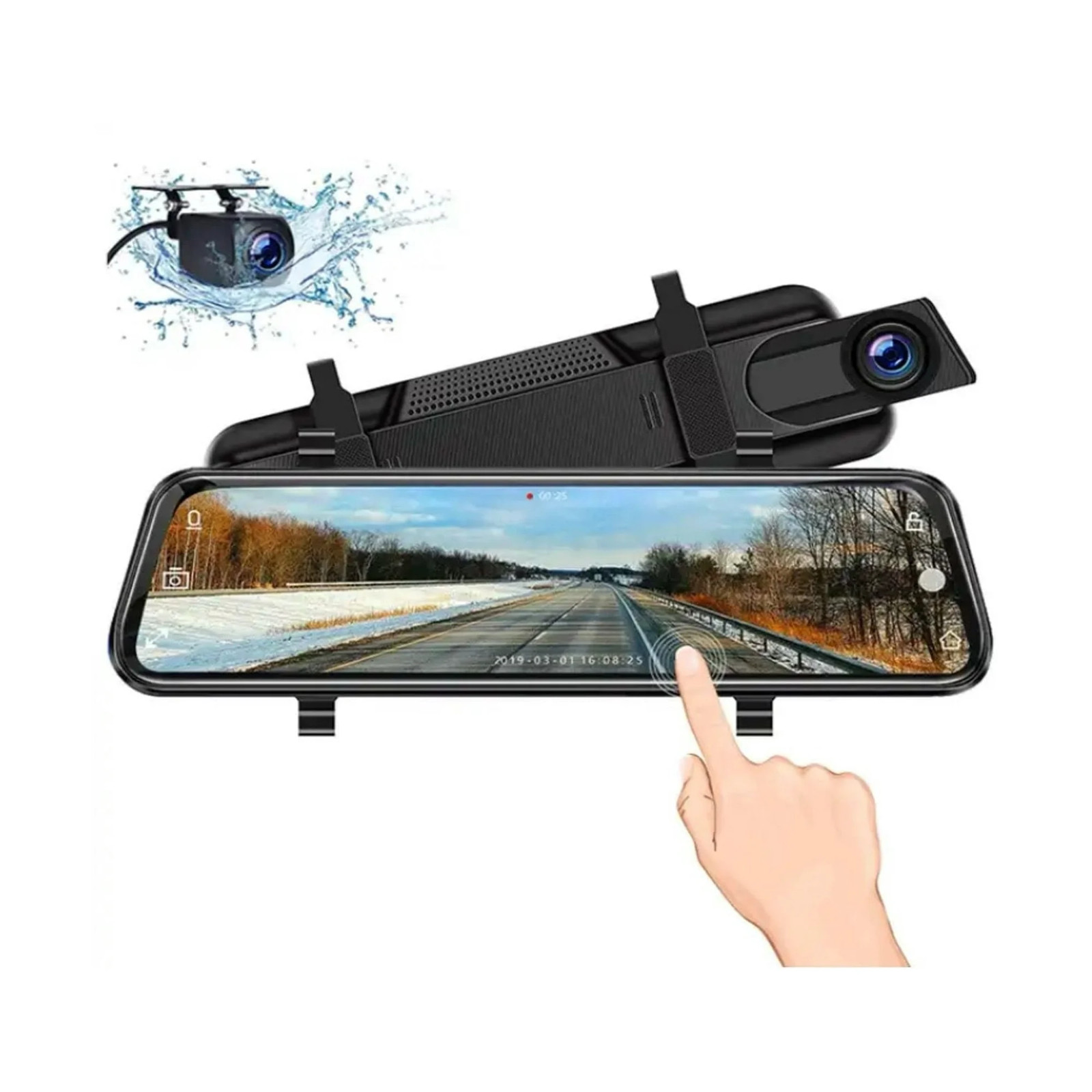 10” 1080P Mirror Dash-cam dual lens night vision G-Sensor front & rear-view