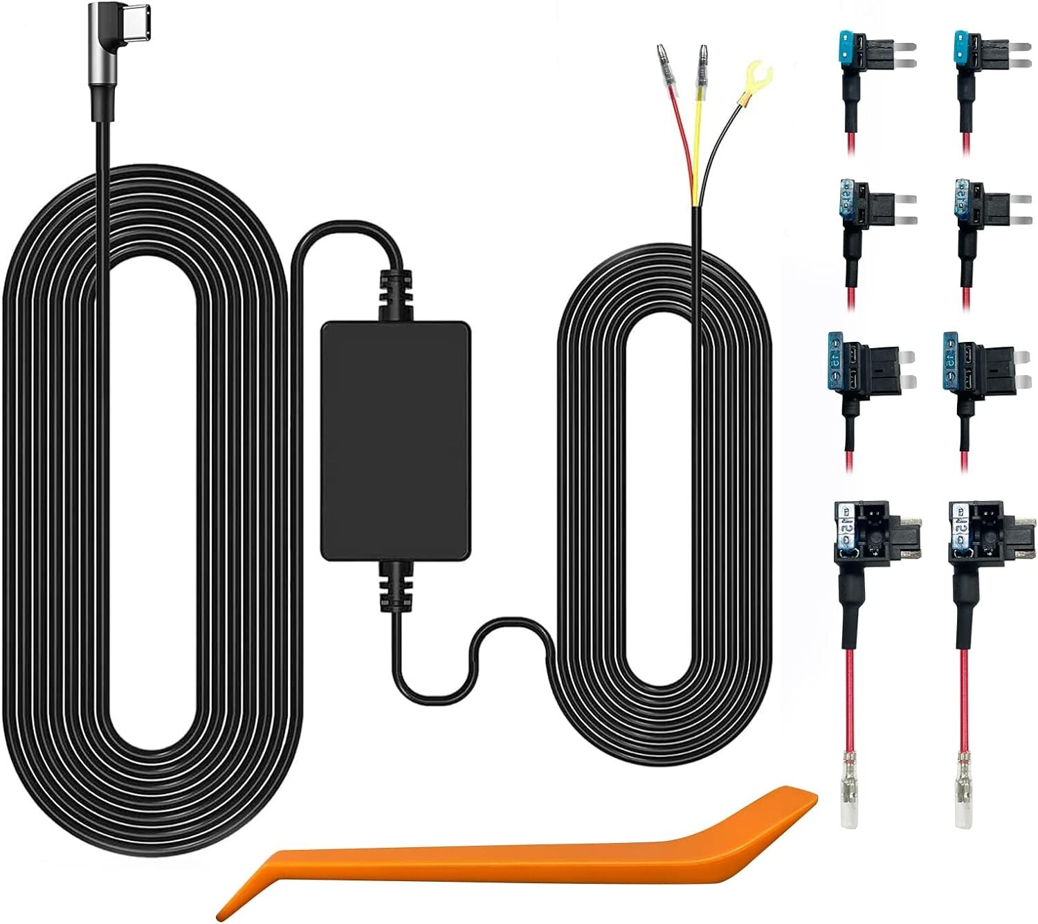 Multi-Connector USB C Hardwire Kit for Safe Dash Cam Installation in Any Vehicle
