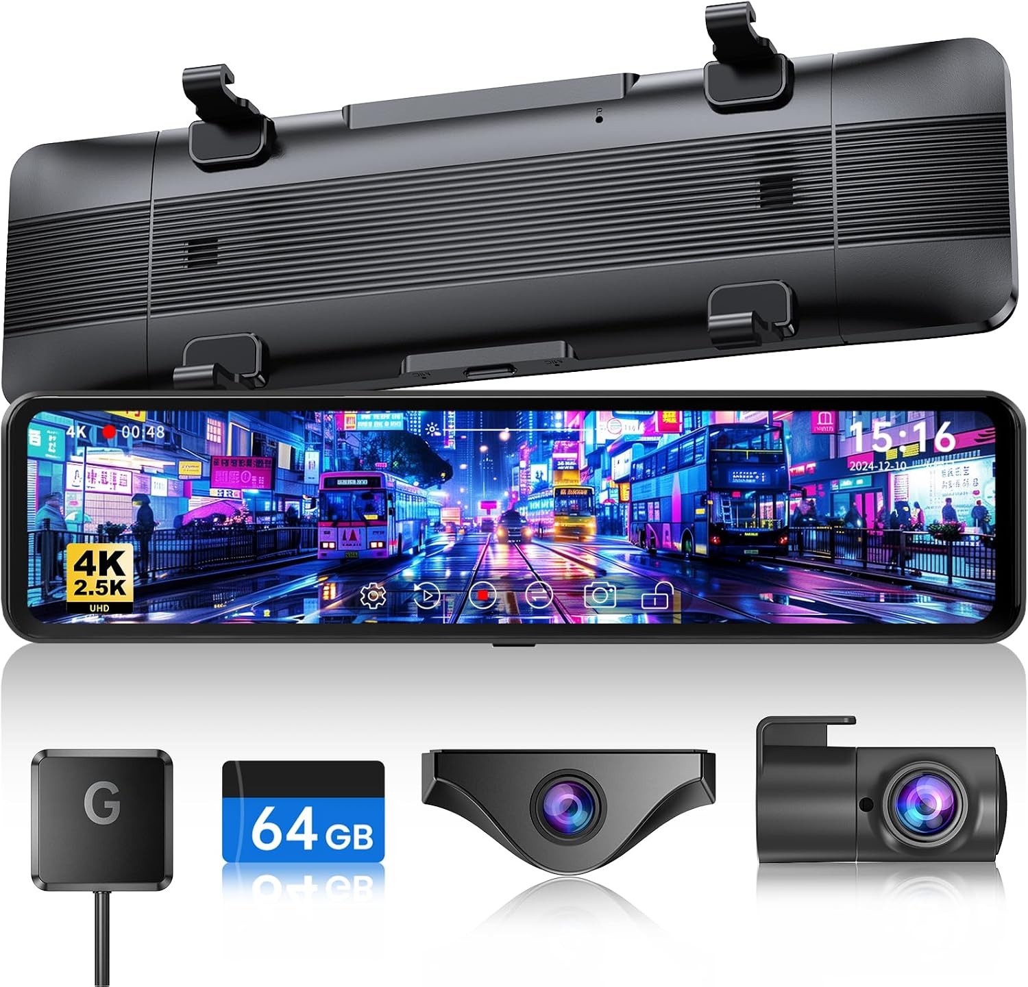 4K Front 2.5K Rear Mirror Dash Cam T860+