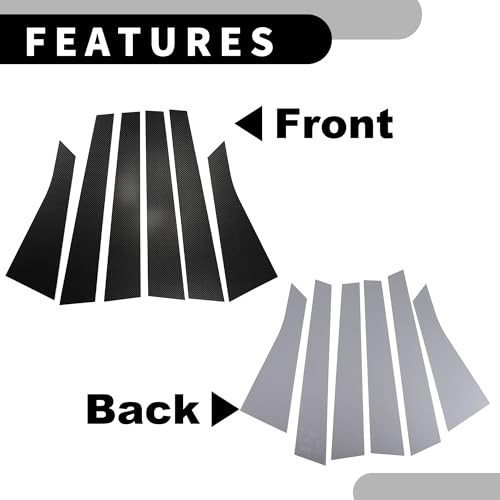 Door Pillar Window Trim – Car Front Rear Left Right Side Black Carbon Fiber