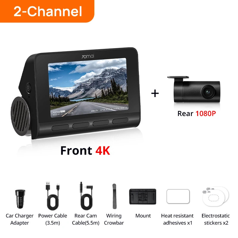 70mai A810 4K Dash Cam Front Rear GPS ADAS Night Vision Parking Surveillance DVR