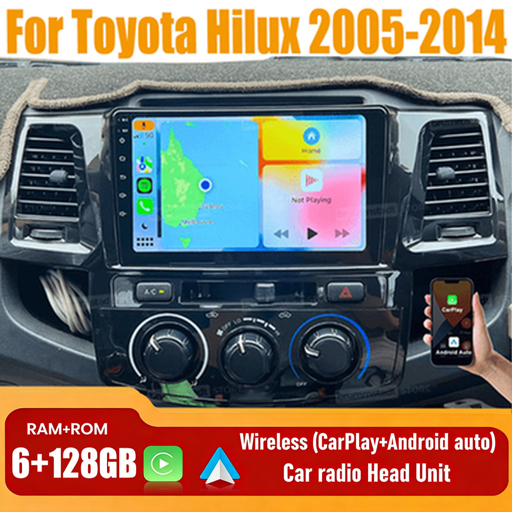 9” Wireless Carplay & Android Auto Head Unit Car Radio For Toyota Hilux 2005-14