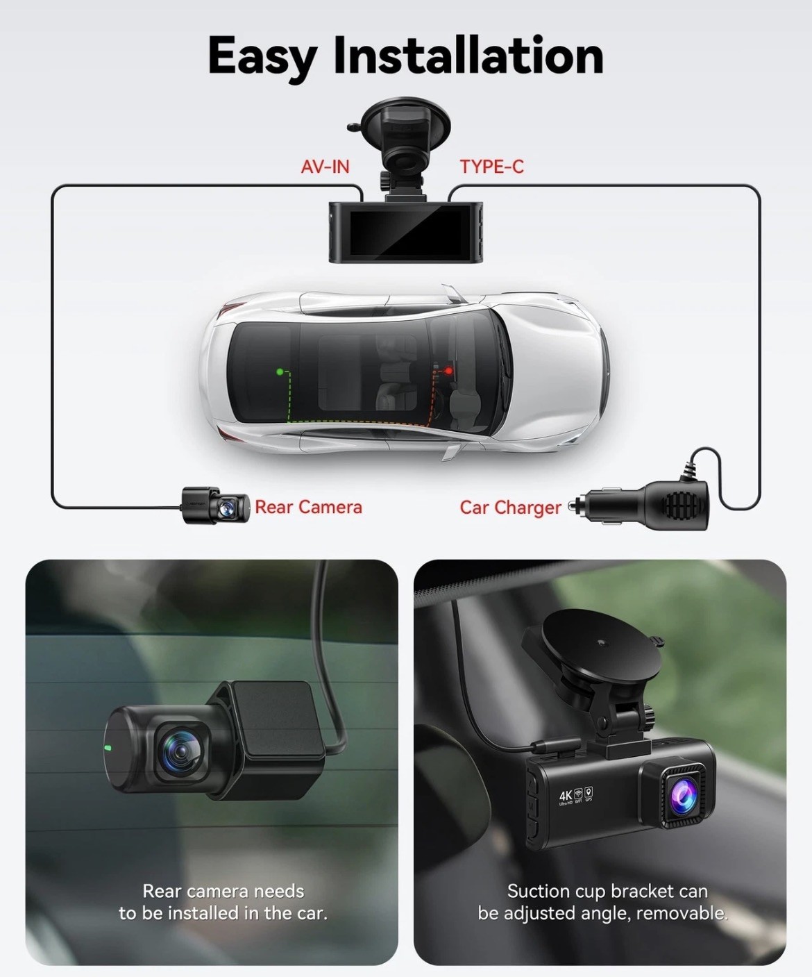 Redtiger F7NP Smart Dash Cam 4K 1080P With Gps Wifi Smart App Control (NEW)
