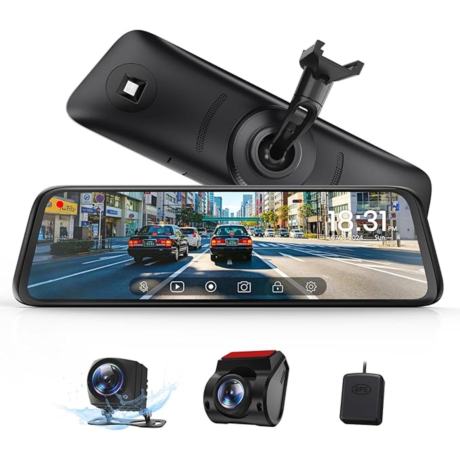AUTO-VOX T9 Max Mirror Dash Cam Front Rear GPS Parking Monitor supercapacitor