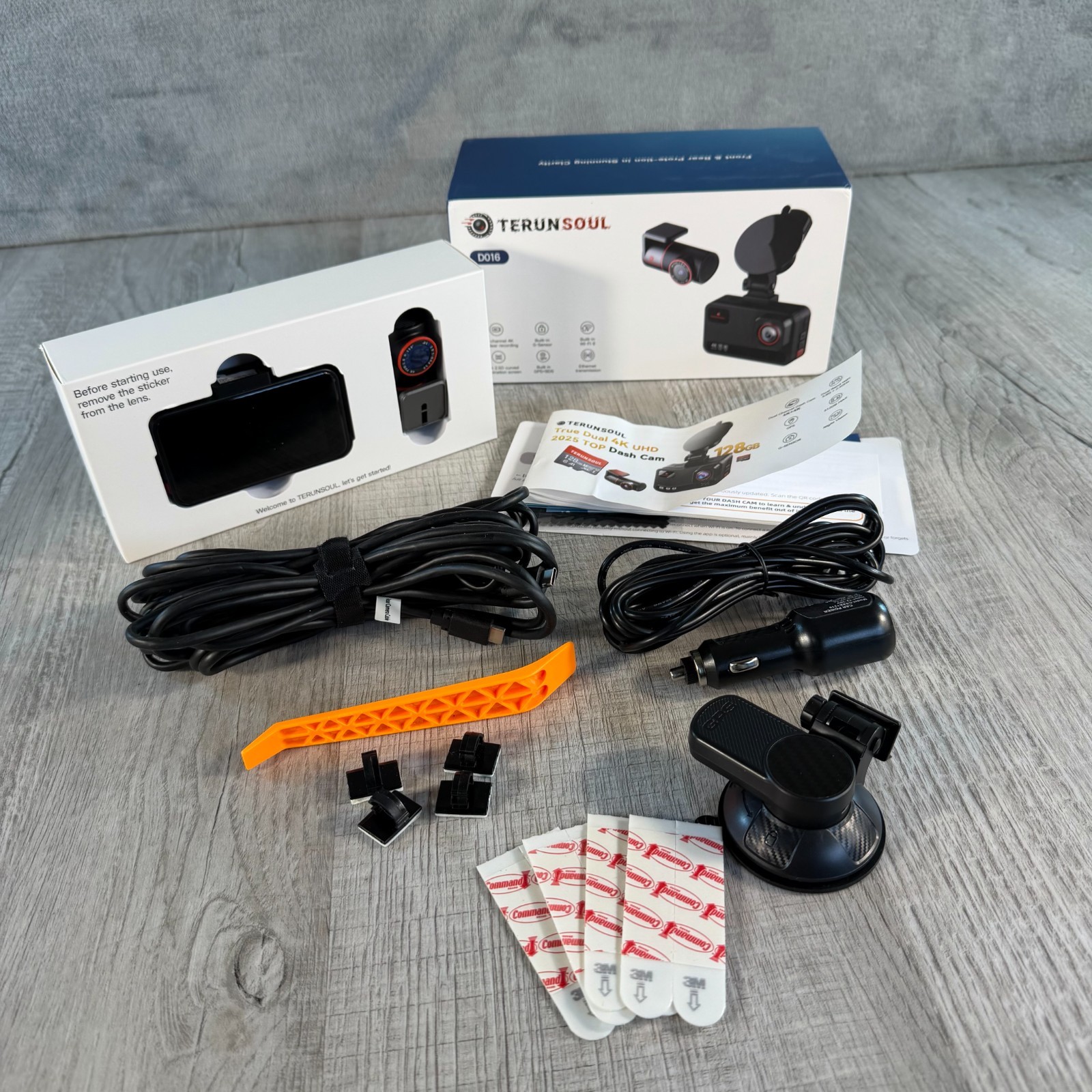 Terunsoul D016 4K Dash Cam Front Rear GPS G-Sensor 24Hr Parking Monitor Open Box