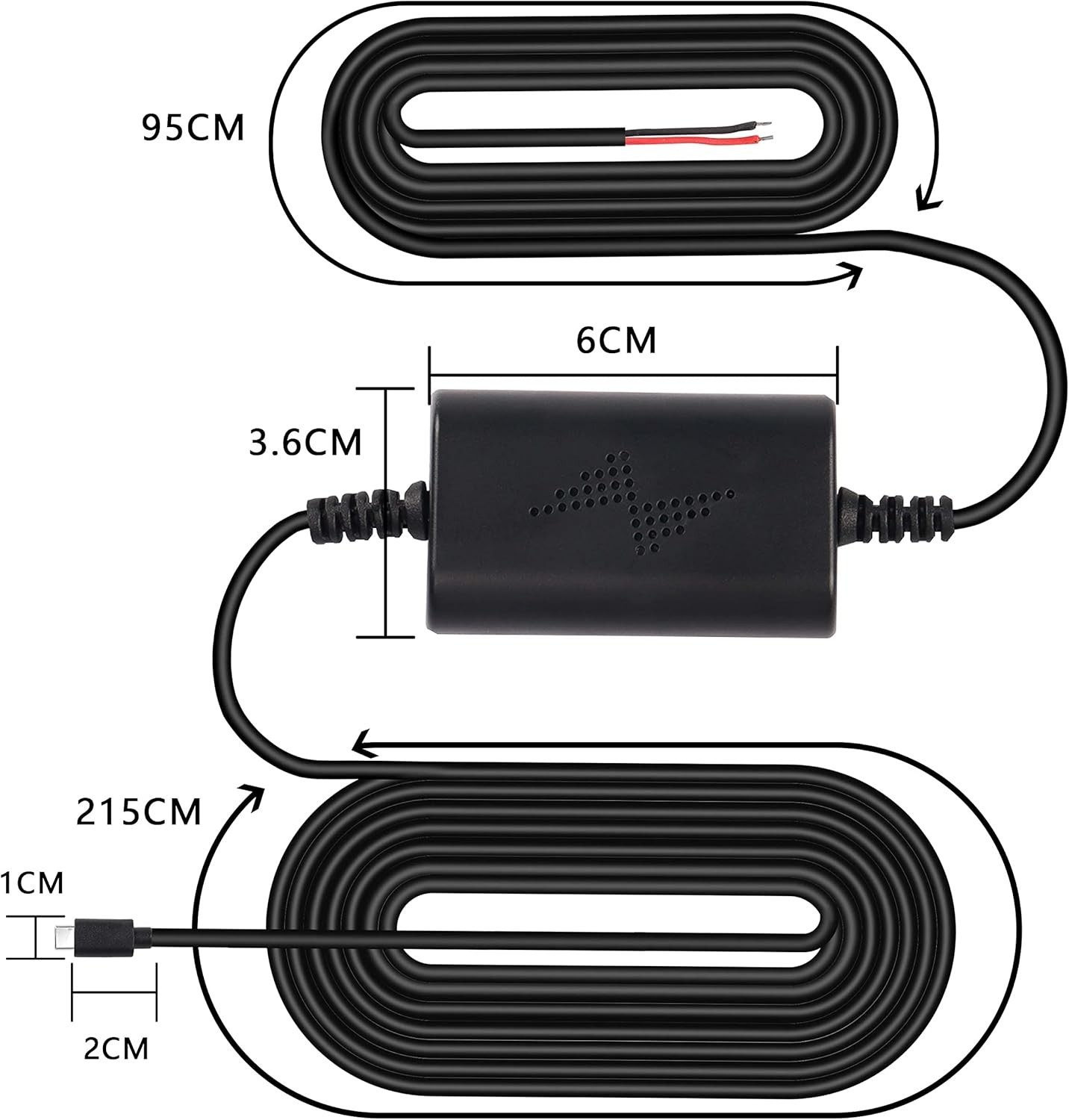 Dash Cam Fuse Tap Kit USB-C Type-C Dashcam Hardwire Wire Converts 12V-36V Usb-c