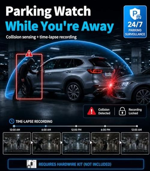 4K Dash Cam Front and Rear, 360° Interior Rear Camera for 4K+1080p Touchscreen