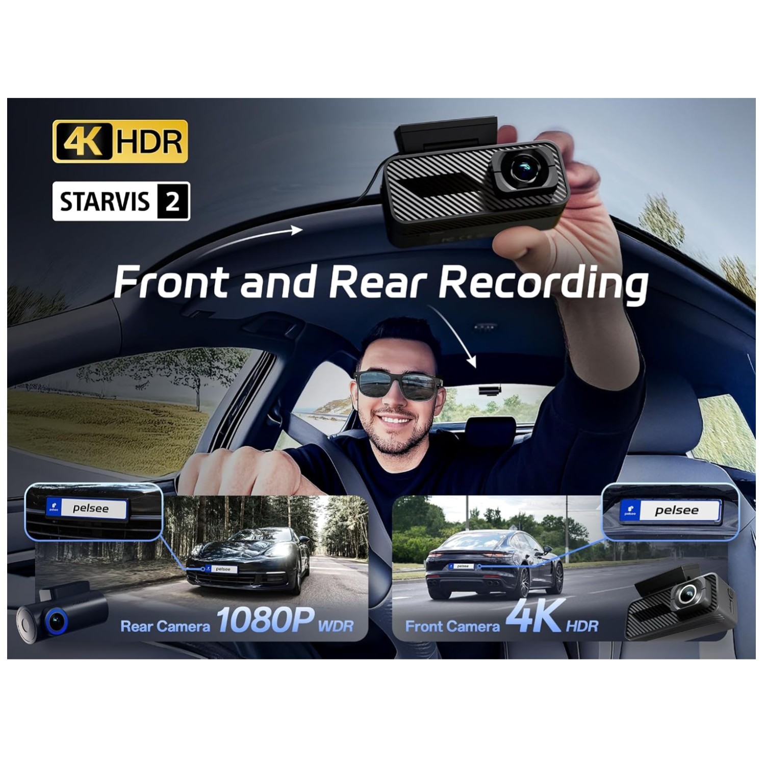 HDR WDR Dash Cam System with ADAS, GPS, WiFi, Voice Control