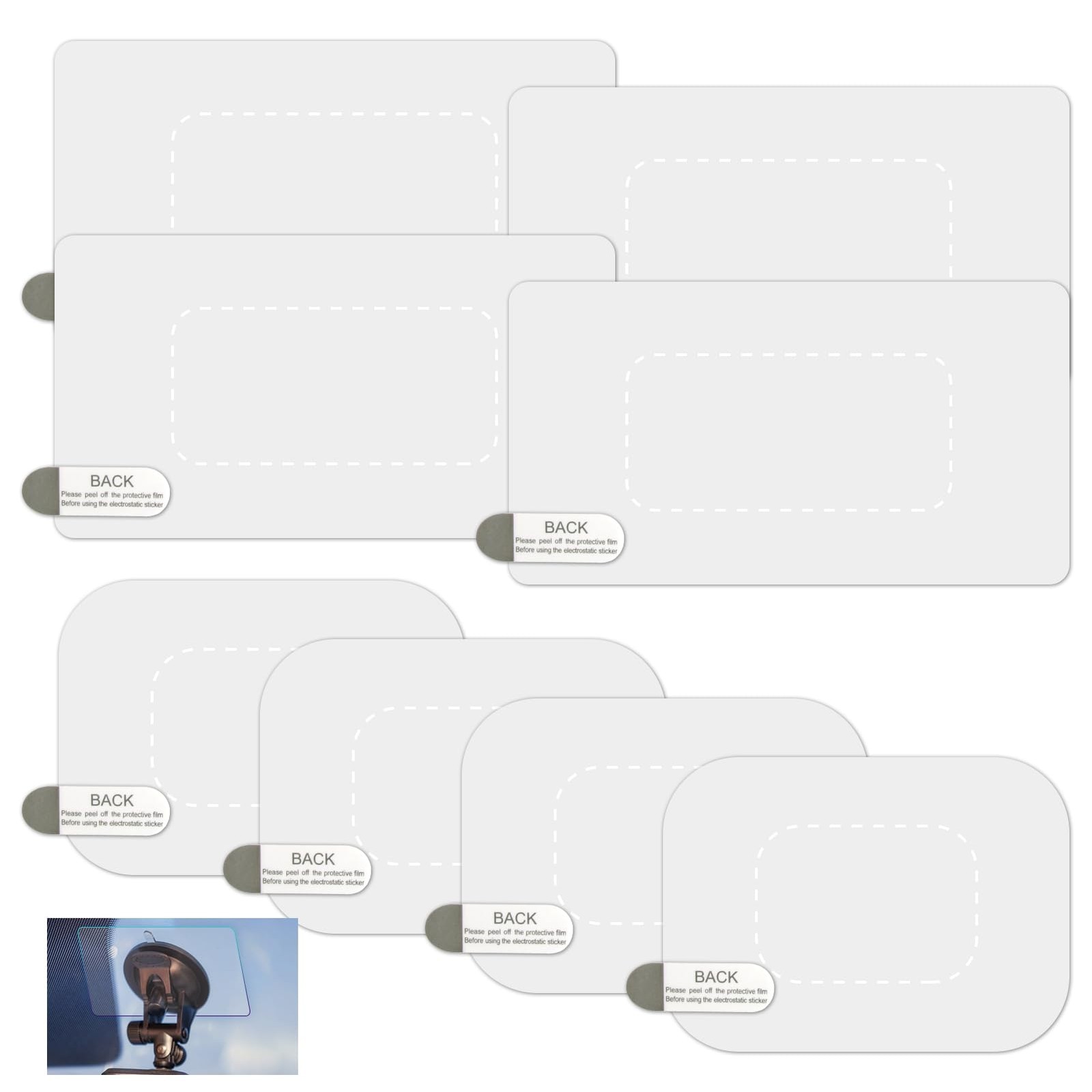 8Pcs Dashcam Windshield Sticker, Electrostatic Stickers for Dash Cam, 8-pcs