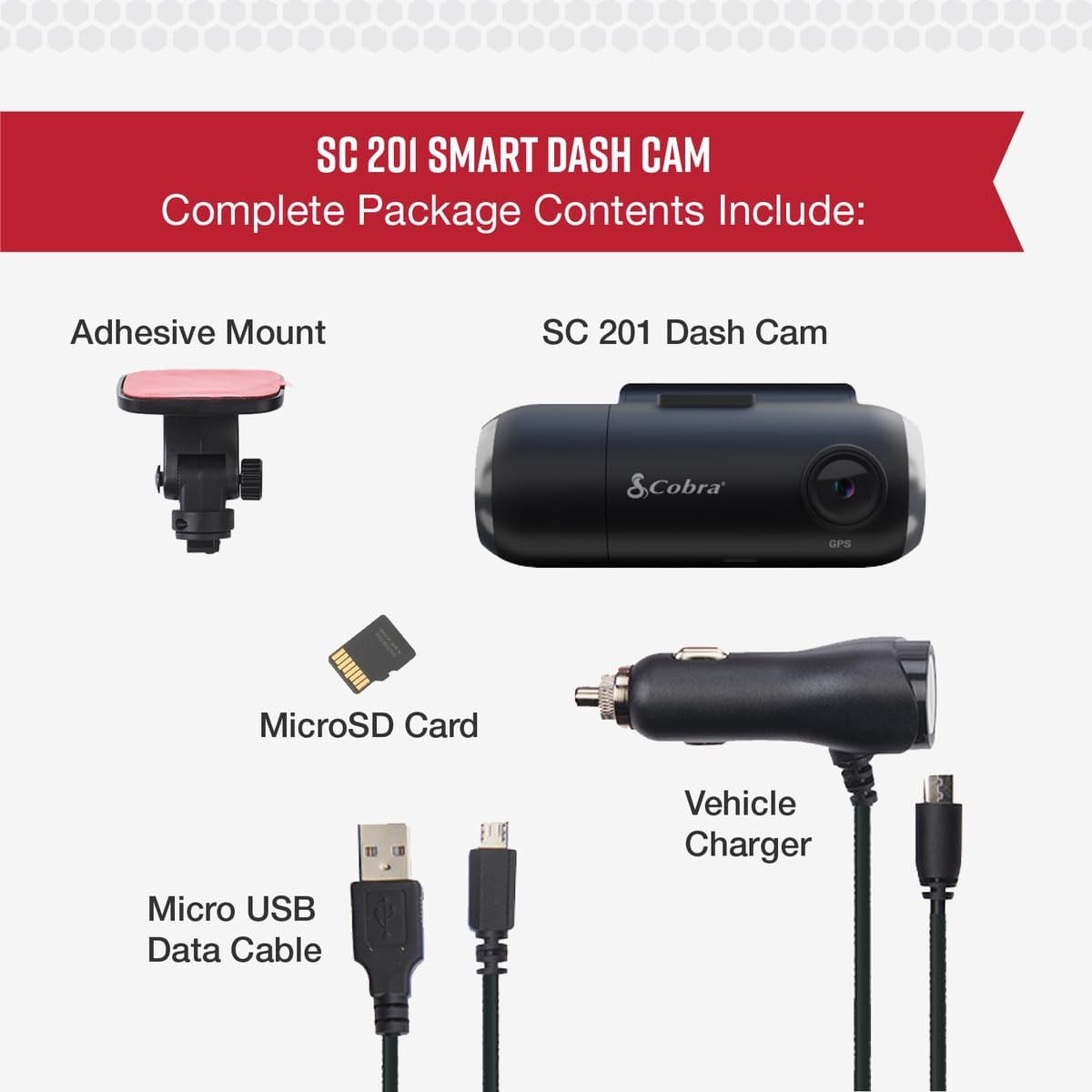 Smart Dash Cam with Interior Cam (SC 201) – Full HD 1080P Resolution, Built-In W