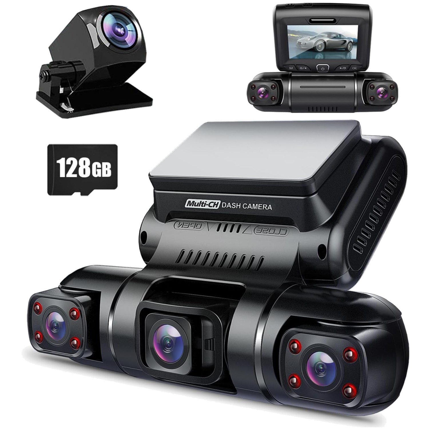 4 FHD Cam Front Rear Left Right, 360° Dash Camera, WiFi GPS