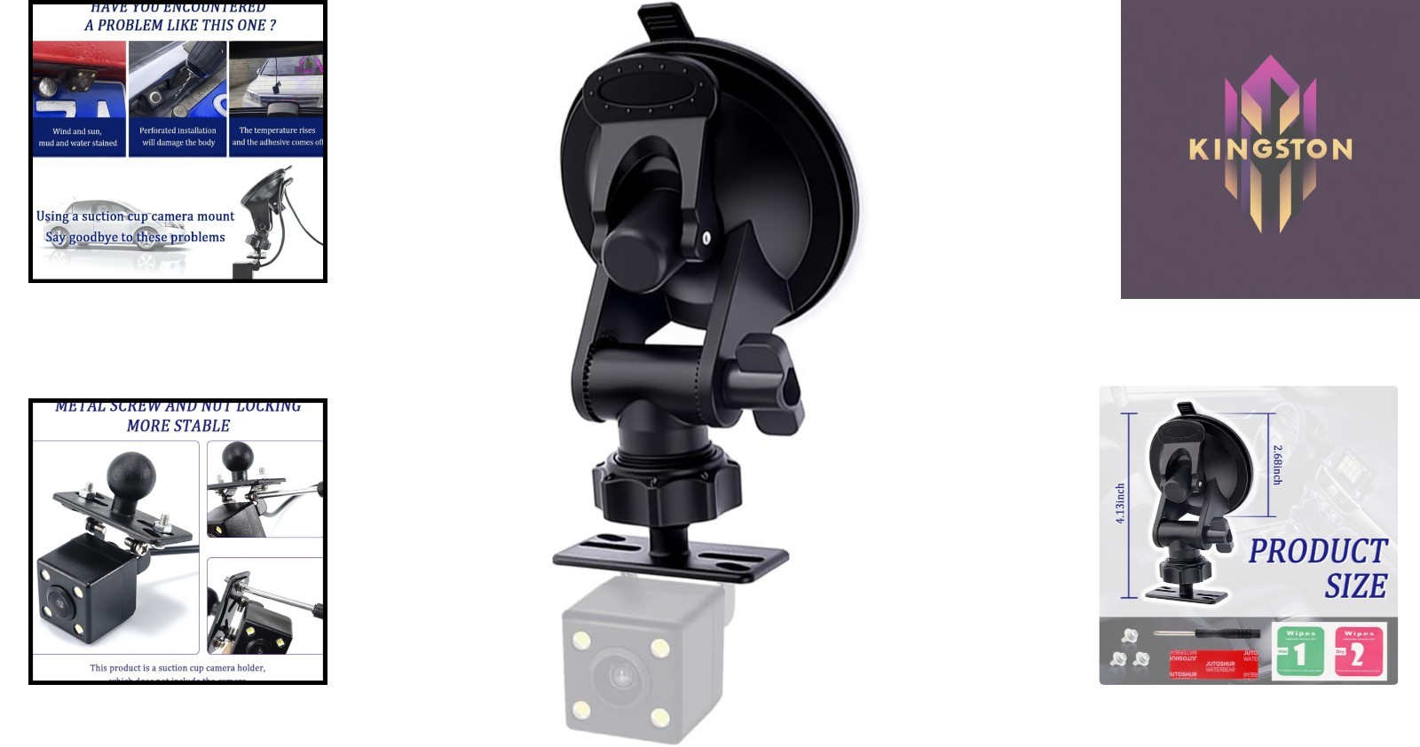 Mini 360° Suction Cup Mount for Dash Cams & Rear Cameras – Sturdy & Easy Install