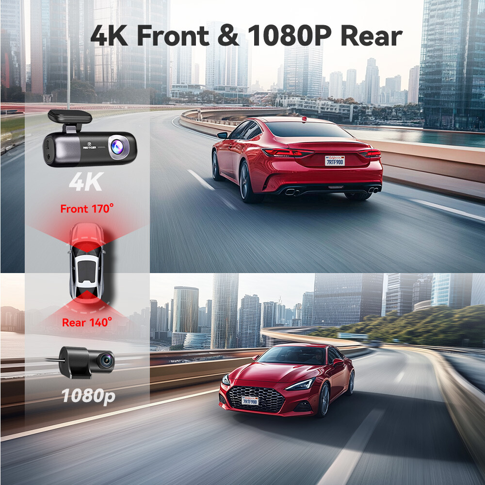 REDTIGER F9 Dash Cam 4K Front and Rear 1080P,Loop Recording, Night Vision