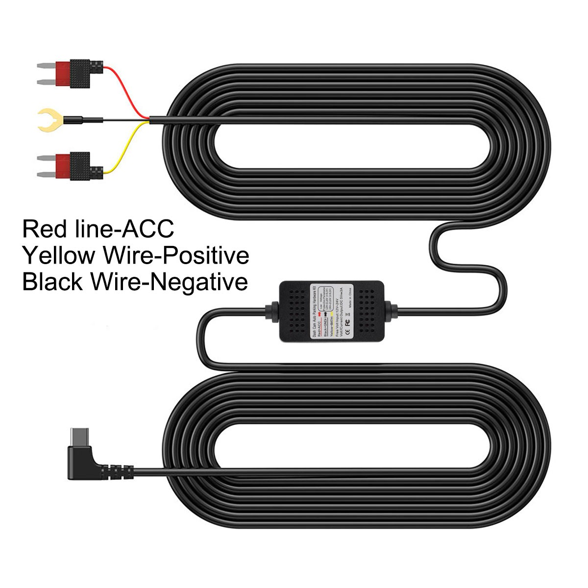 Dash Cam Hard Wire Kit 12/24V to 5V Car Charger 3A 24H Parking Monitor Buck Line
