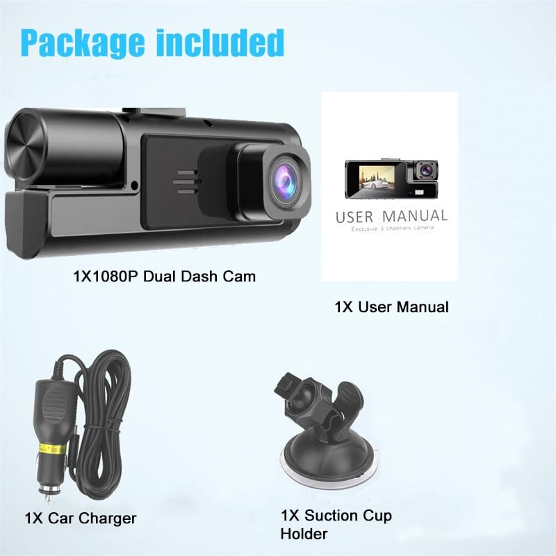 1080P Dual Dash Camera for Car Front and Inside Dashcam Car Security Video Re…