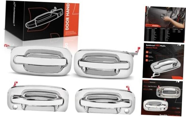 4Pcs Exterior Door Handles – Compatible with Chevy Silverado 1500 Chrome