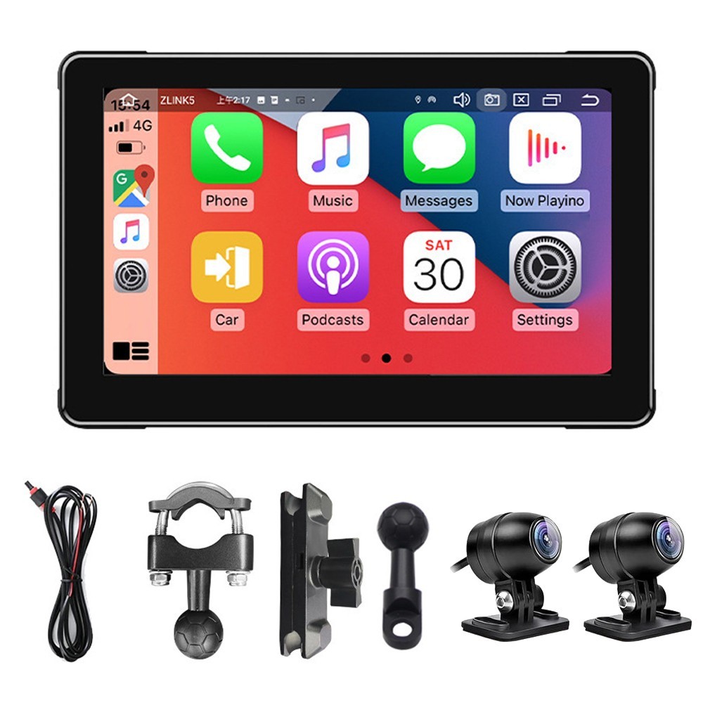 7” Motorcycle Navigation Wireless CarPlay Android Auto Dual Bluetooth / Camera