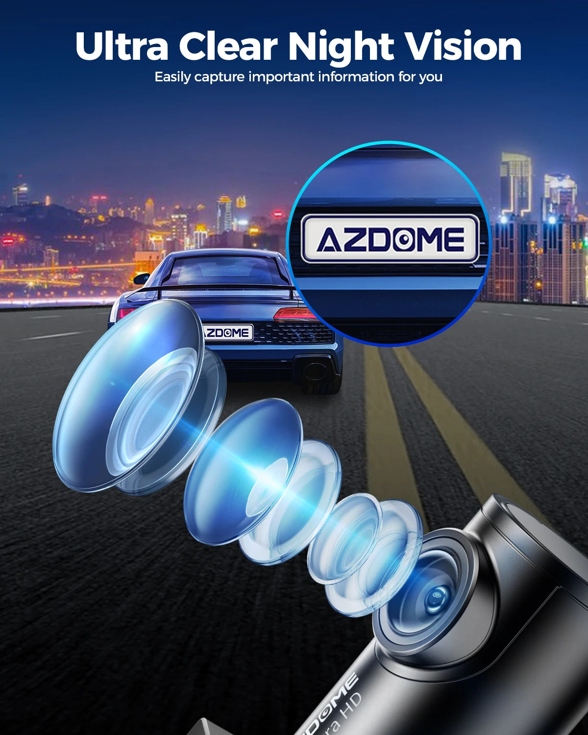 AZDOME M300S 4K Dash Cam Front and Rear 5.8G WiFi GPS Dash Camera for Cars Free