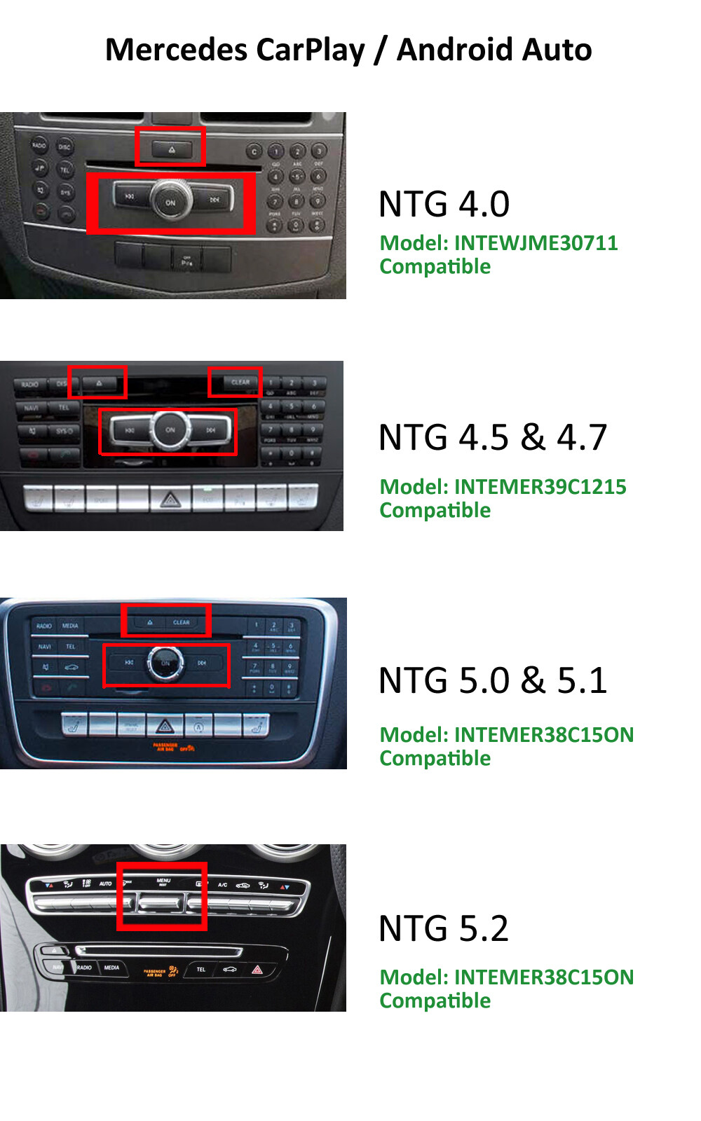 WIRELESS CARPLAY ANDROID AUTO MIRROR FOR MERCEDES GLS X166 NTG 7.4/8.4″ 2015+