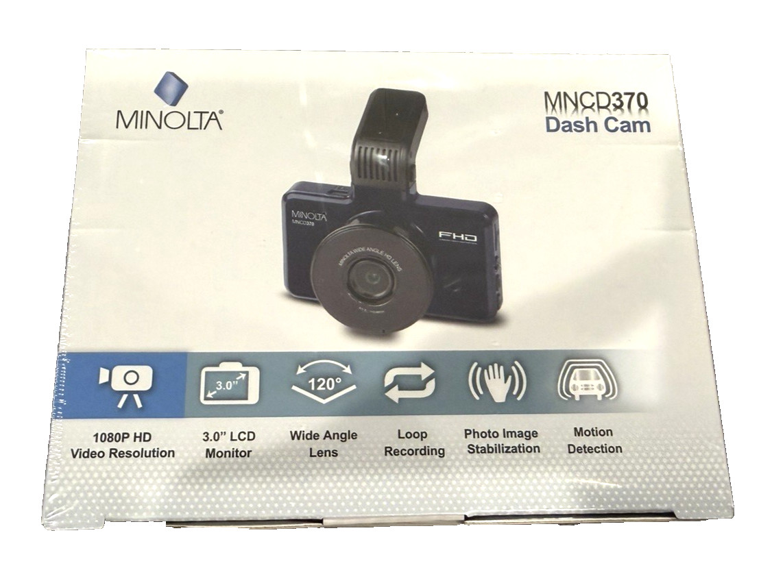 Minolta MNCD370 12MP Full HD 3″ LCD Screen Dash Camera, Black. NEW IN BOX