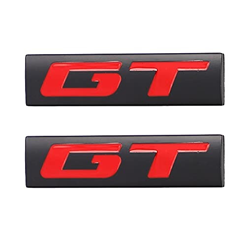 2 Pcs GT Emblem 3D Metal Nameplate Badge Decal Car Side Rear Front Trunk Black