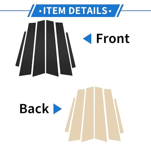 6 Pcs Door Pillar Window Trim for Cadillac ATS 2013-2015 Black Front Rear Left