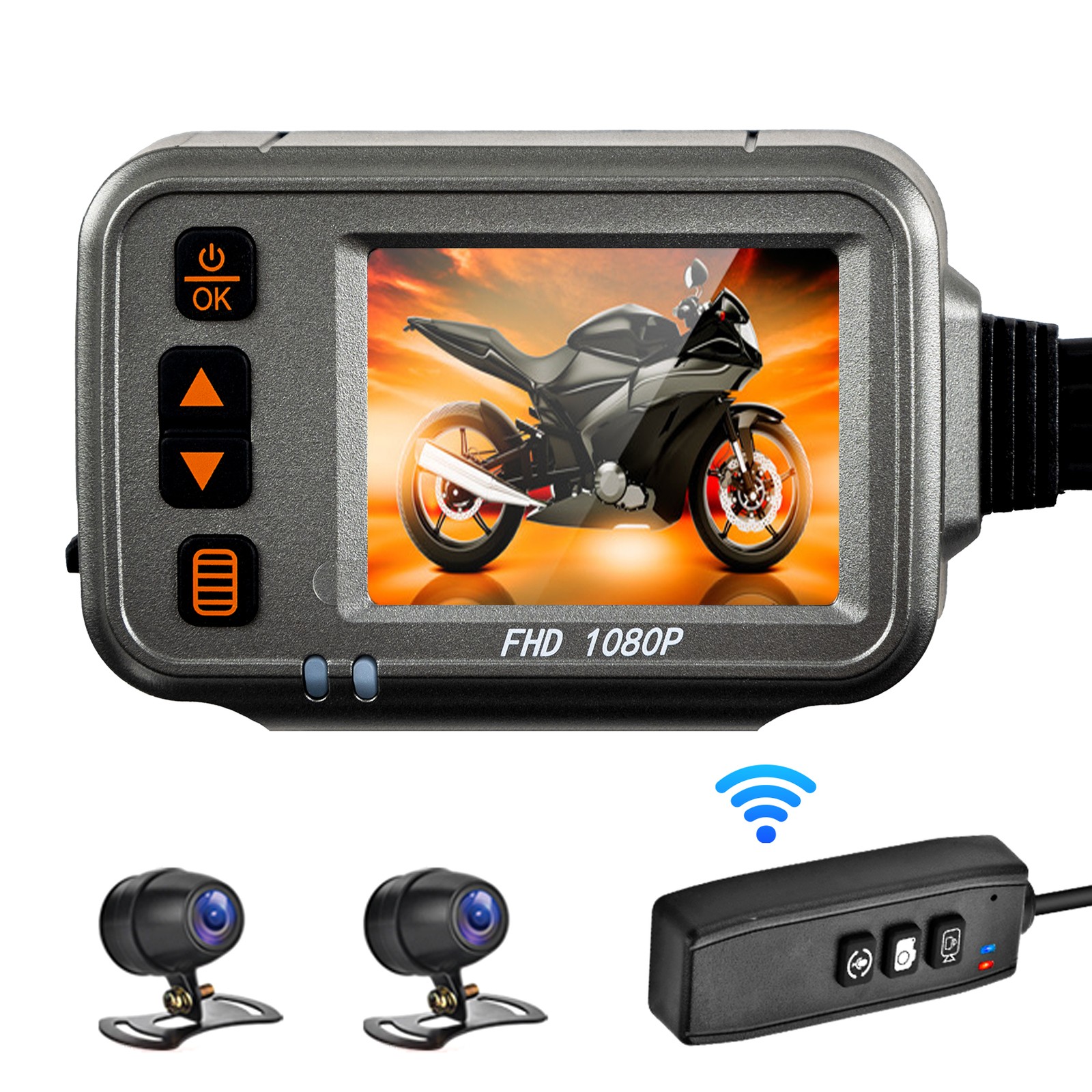 Motorcycle Dash Cam WiFi Dual Lens 1080p Motorbike Camera Water Resistant 1 KEPK