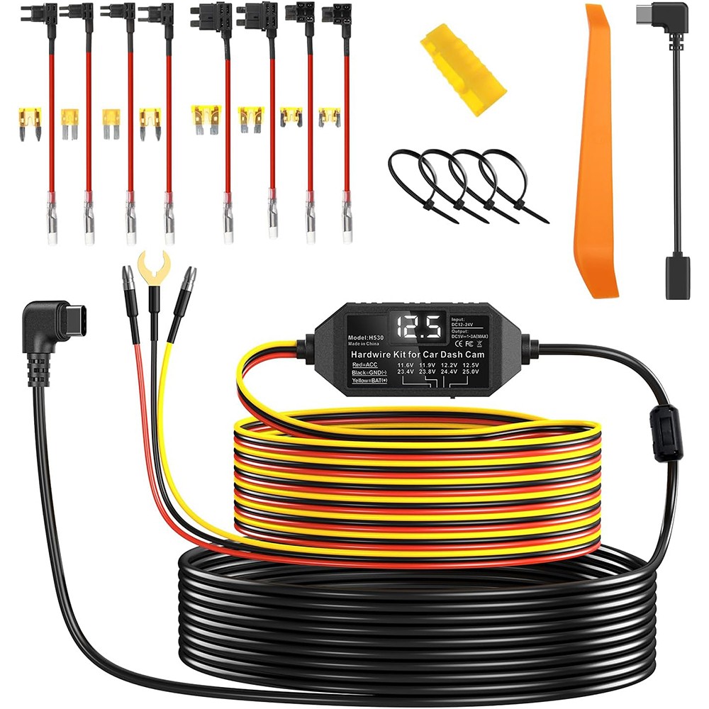 Universal Dash Cam Hardwire Kit Mini Type C Hard Wire Cable Fuse for Car SUV DVR