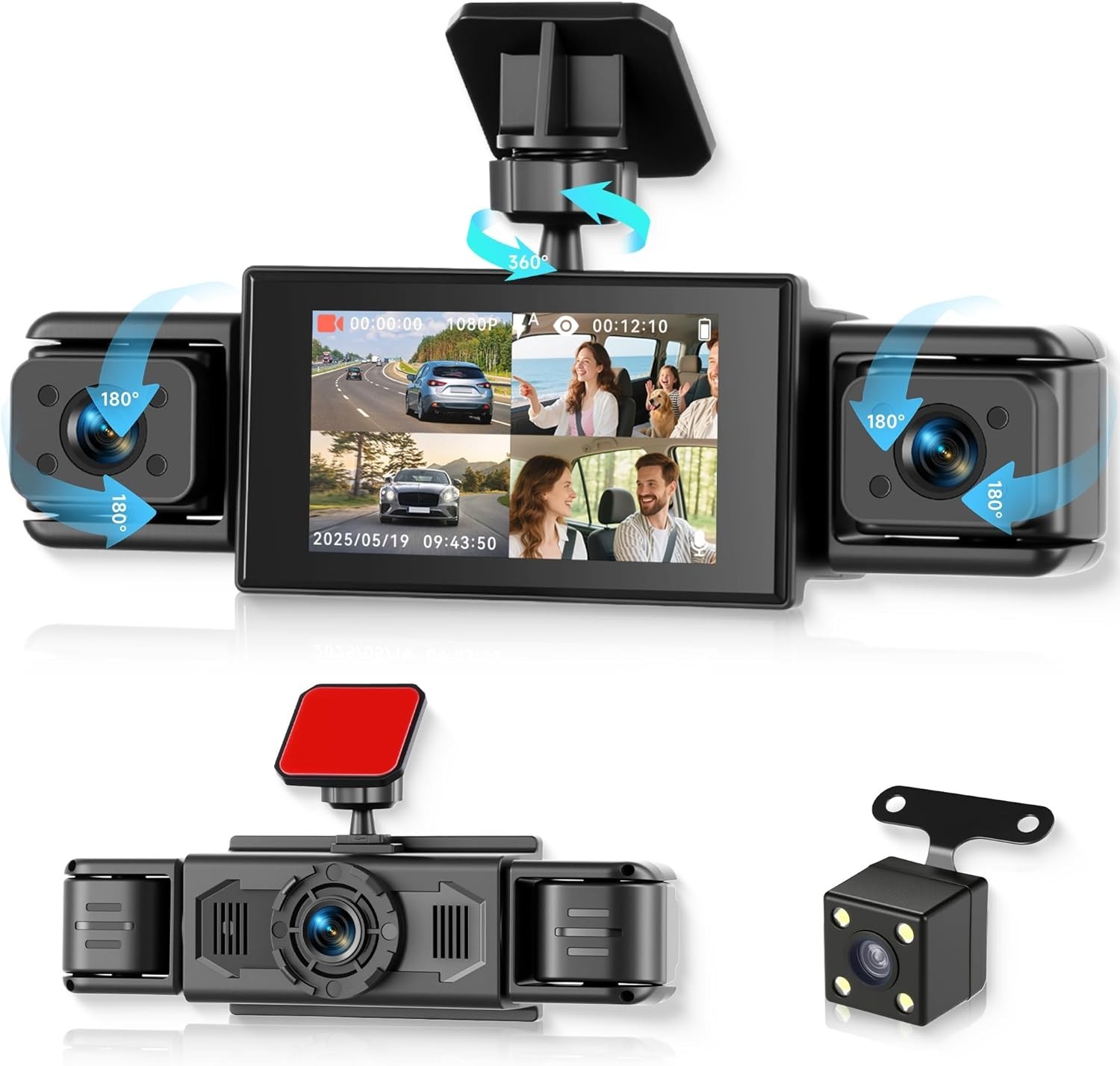 4Channel 360° Dash Cam System with Night Vision & Parking Mode