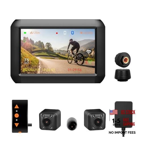 WiFi Motorcycle Dash Camera, Parking Monitoring, 3CH 4 Inch Screen Motorbike