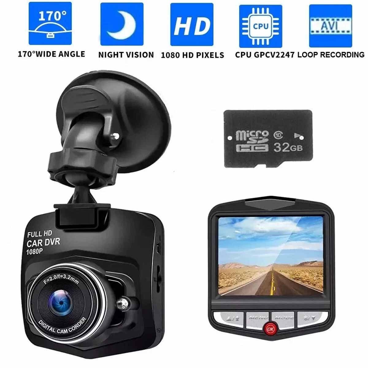 Full HD 1080P 2.4” Dash Cam Car DVR Front or Rear Camera Night Vision G-sensor