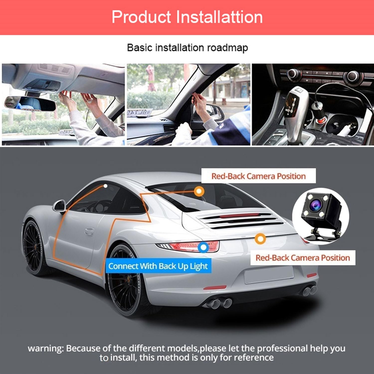 360° Full View Dash Cam Front and Rear Inside, 4 Channel Dashcam 1080P Full H…
