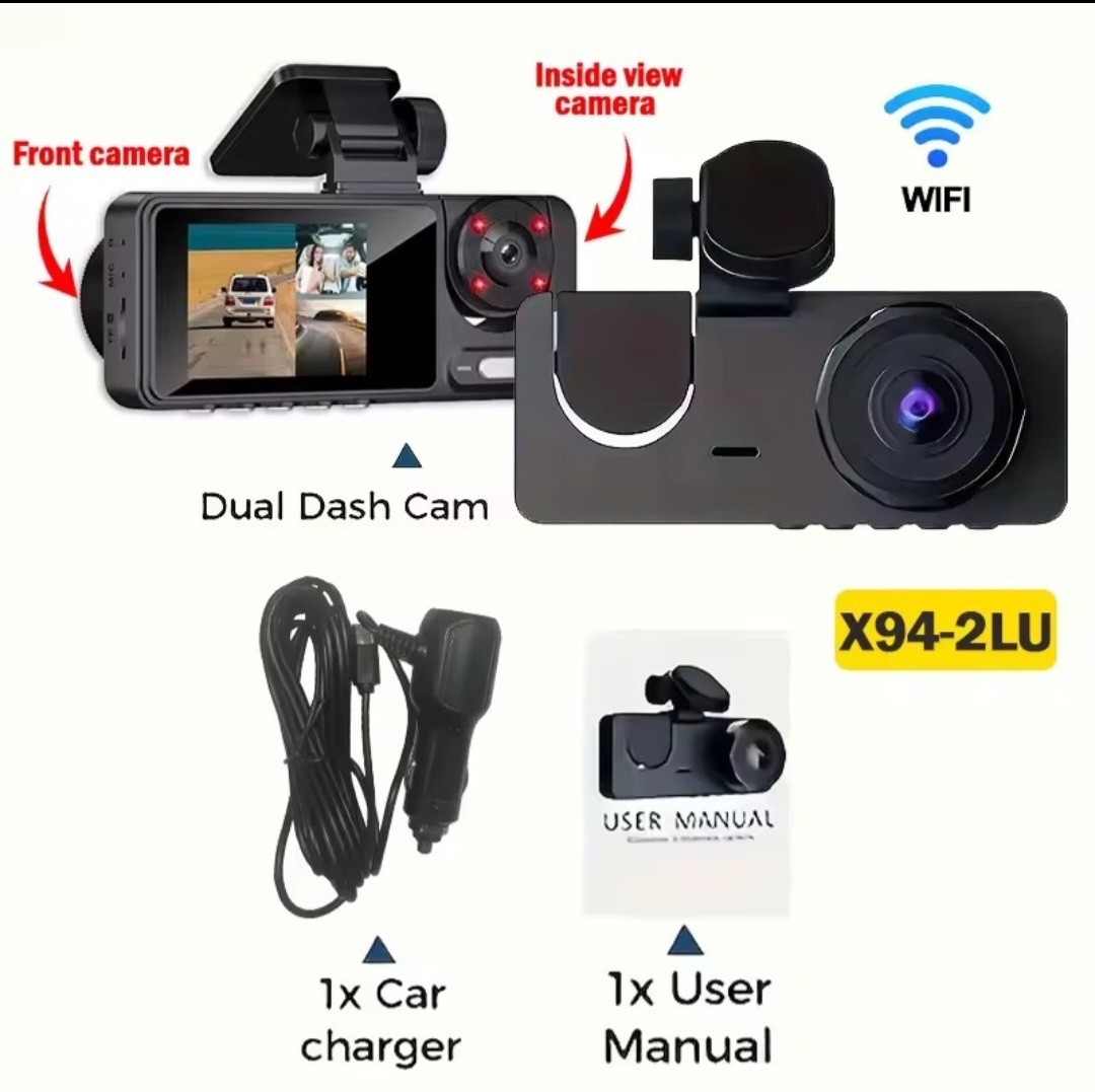​Dual Lens Car Dash Cam 1080P HD Front & Inside View DVR Night Vision WiFi…