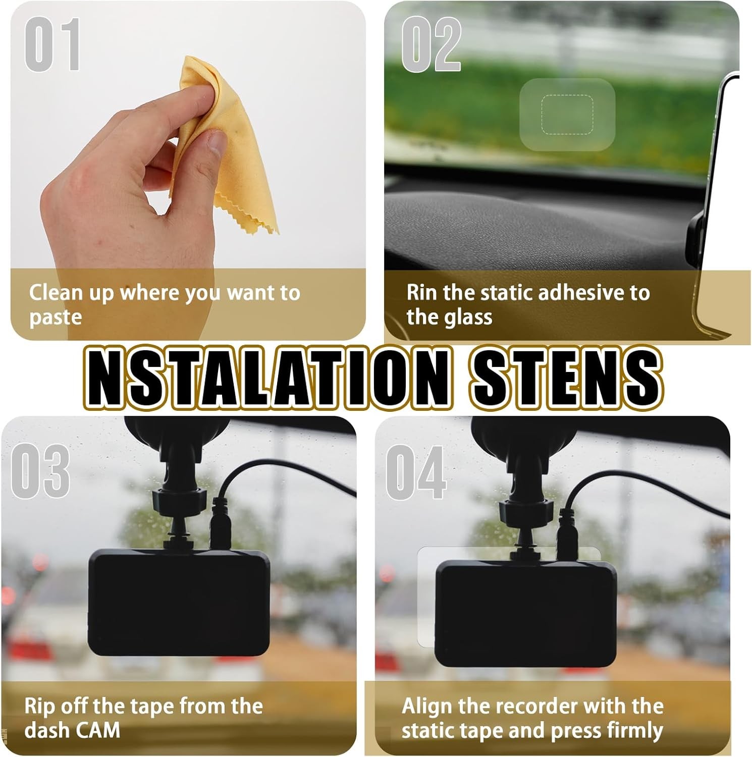 8Pcs Dashcam Windshield Sticke Clear Electrostatic Stickers Sticker