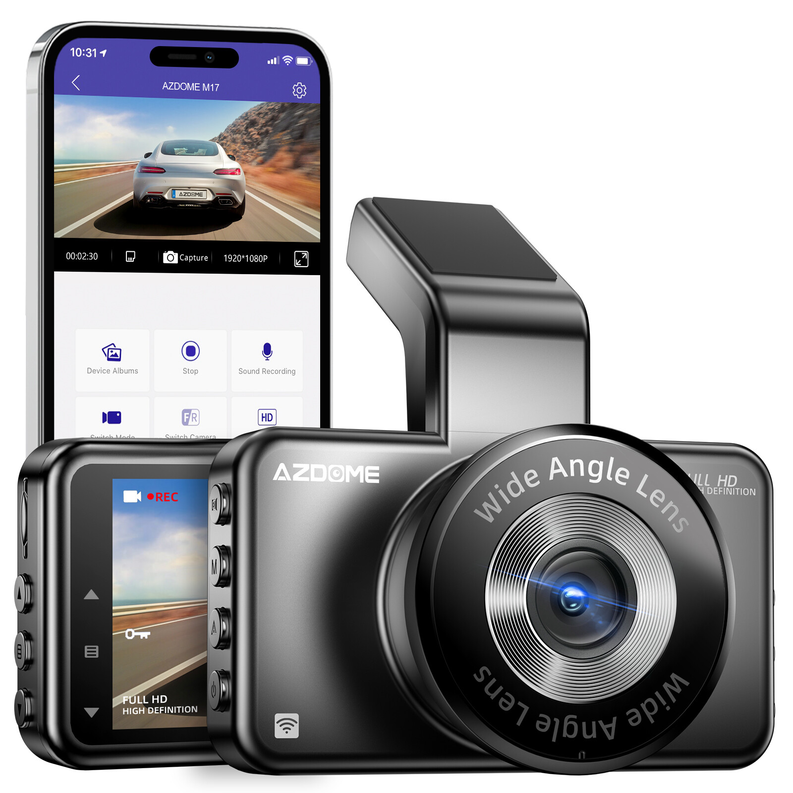 AZDOME Full HD 1080P Dash Cam WIFI ADAS Car DVR Camera APP Control Night Vision