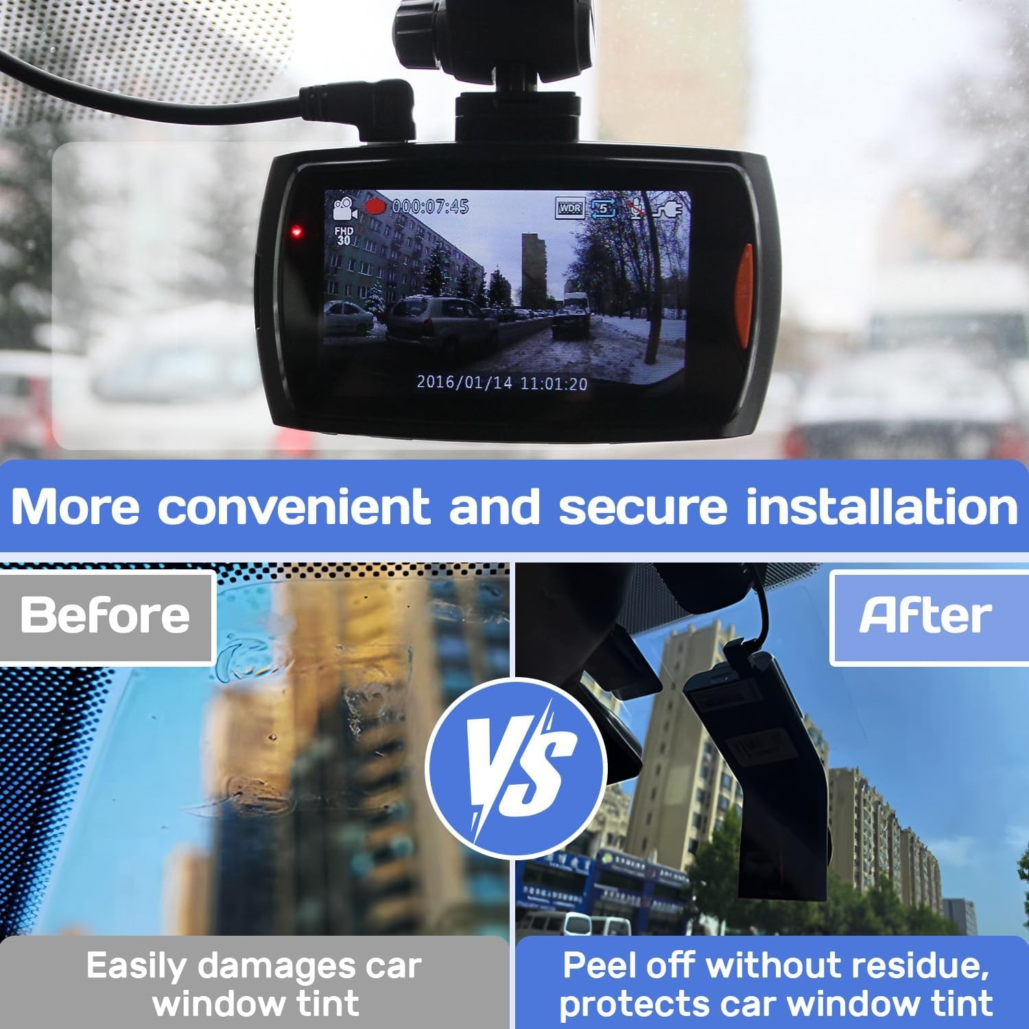 6 Pcs Dashcam Windshield Clear Electrostatic Sticker Car Film Mount Protector