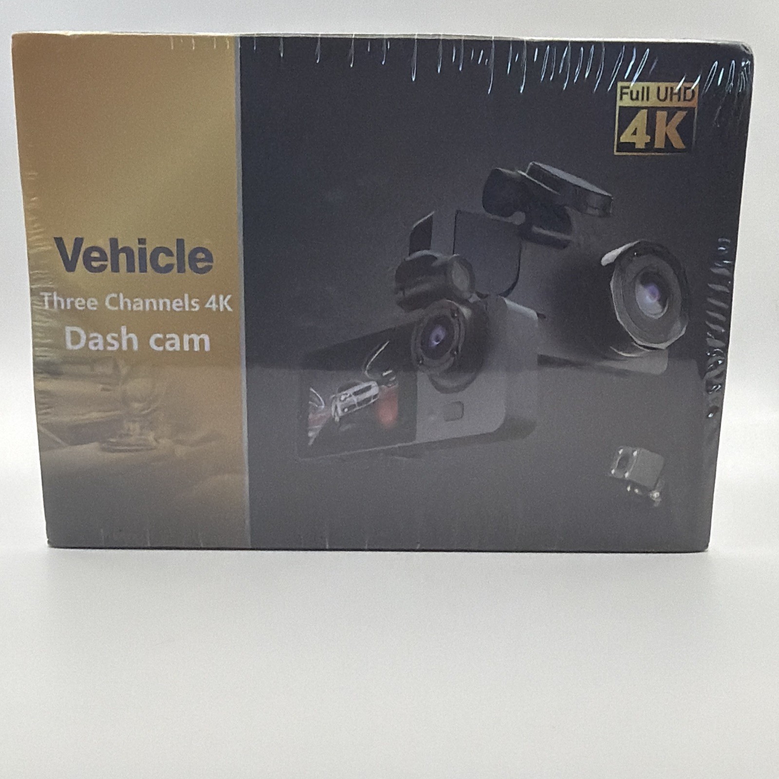 Dash Cam Three Channels Full HD 4K 170 Degrees Wide Angle Loop Recording