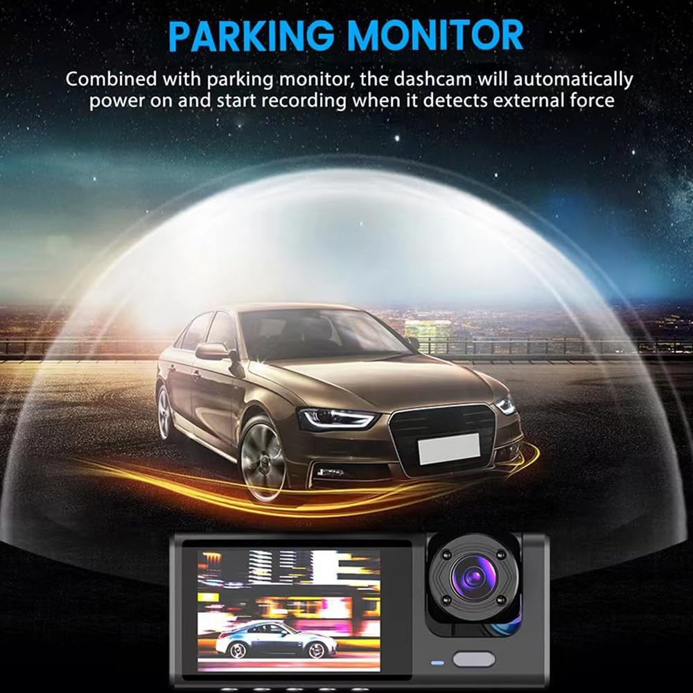 Dash Cam Front and Rear with 3 Cameras 170°+120°+110° Wide Angle Recorder Das…