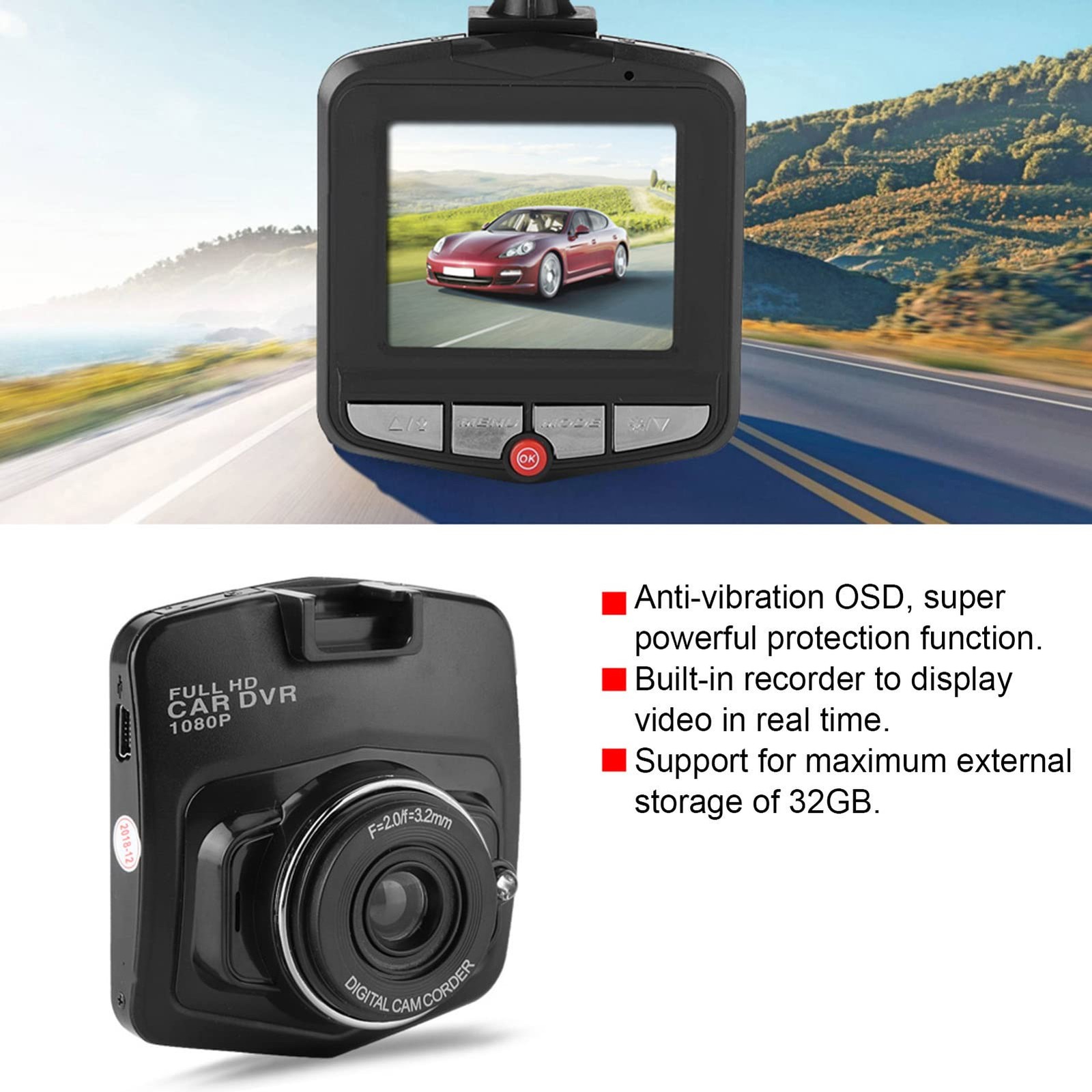 1080P Dash Cam Car DVR Dashboard Camera 170° Wide Angle Advanced Image Sensor…