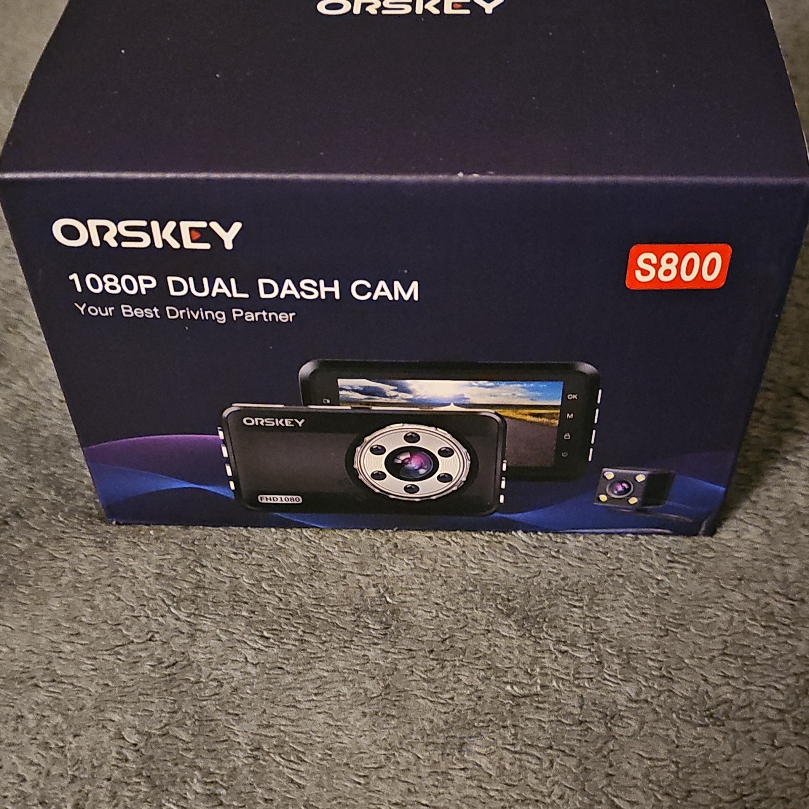 1080p Orskey S800 Dual Dash Cam – Brand new in box with night vision