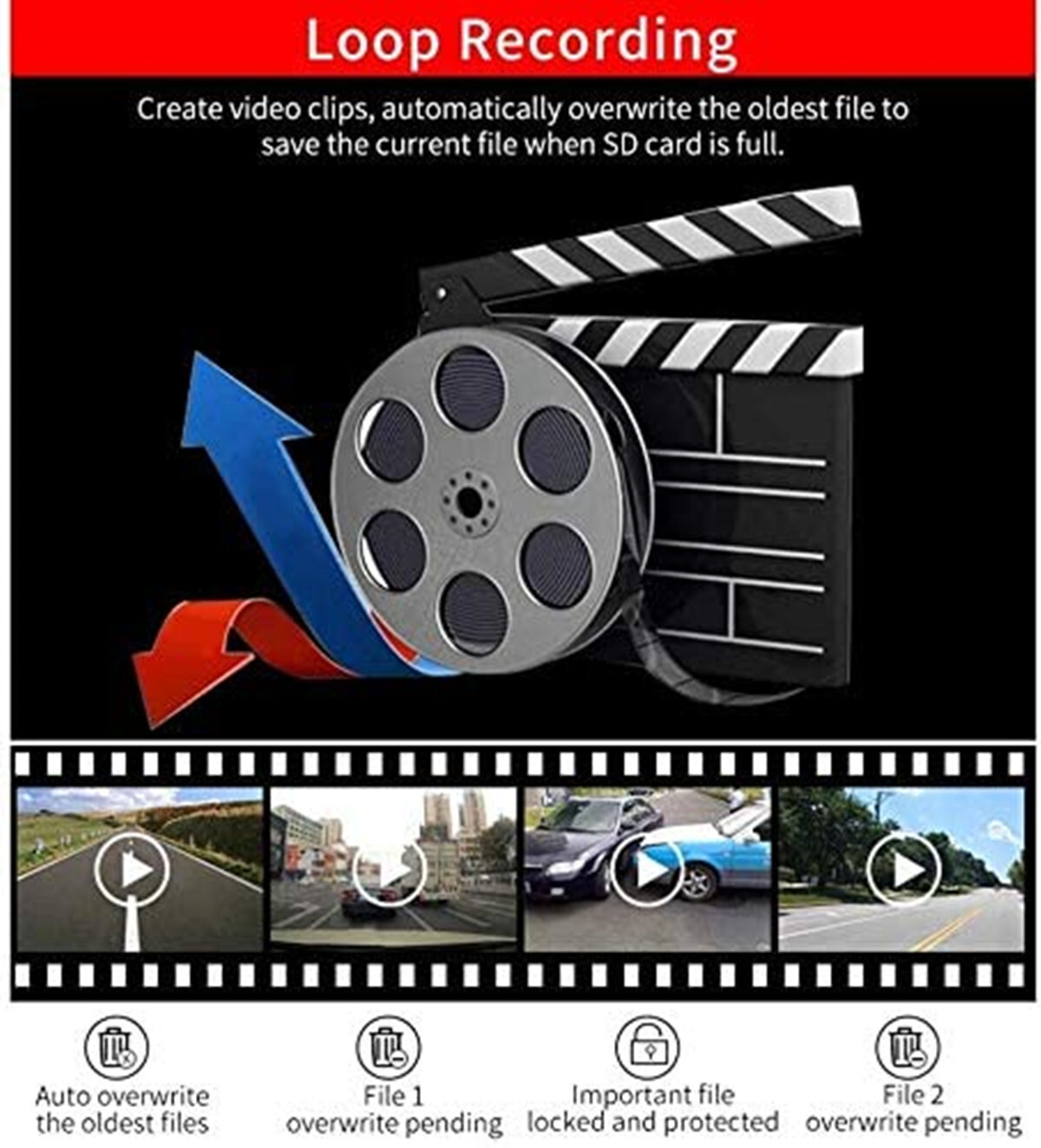 1080P HD Dash Cam Car DVR 170° Wide Angle Camera Driving Video Recorder G-sensor