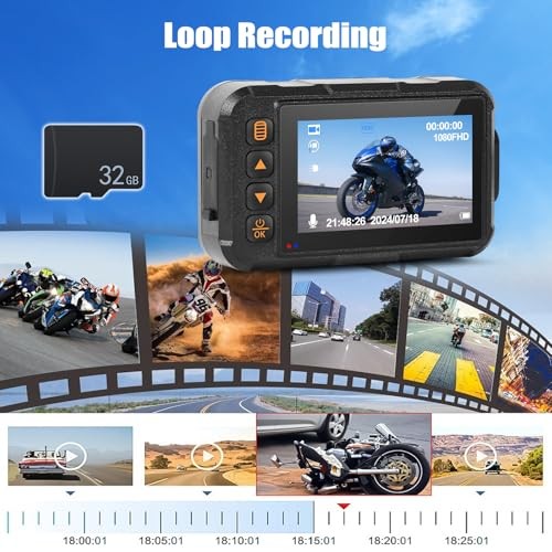 Motorcycle Dash Cam Front and Rear, IP67 Waterpoorf Dual Dash Camera with