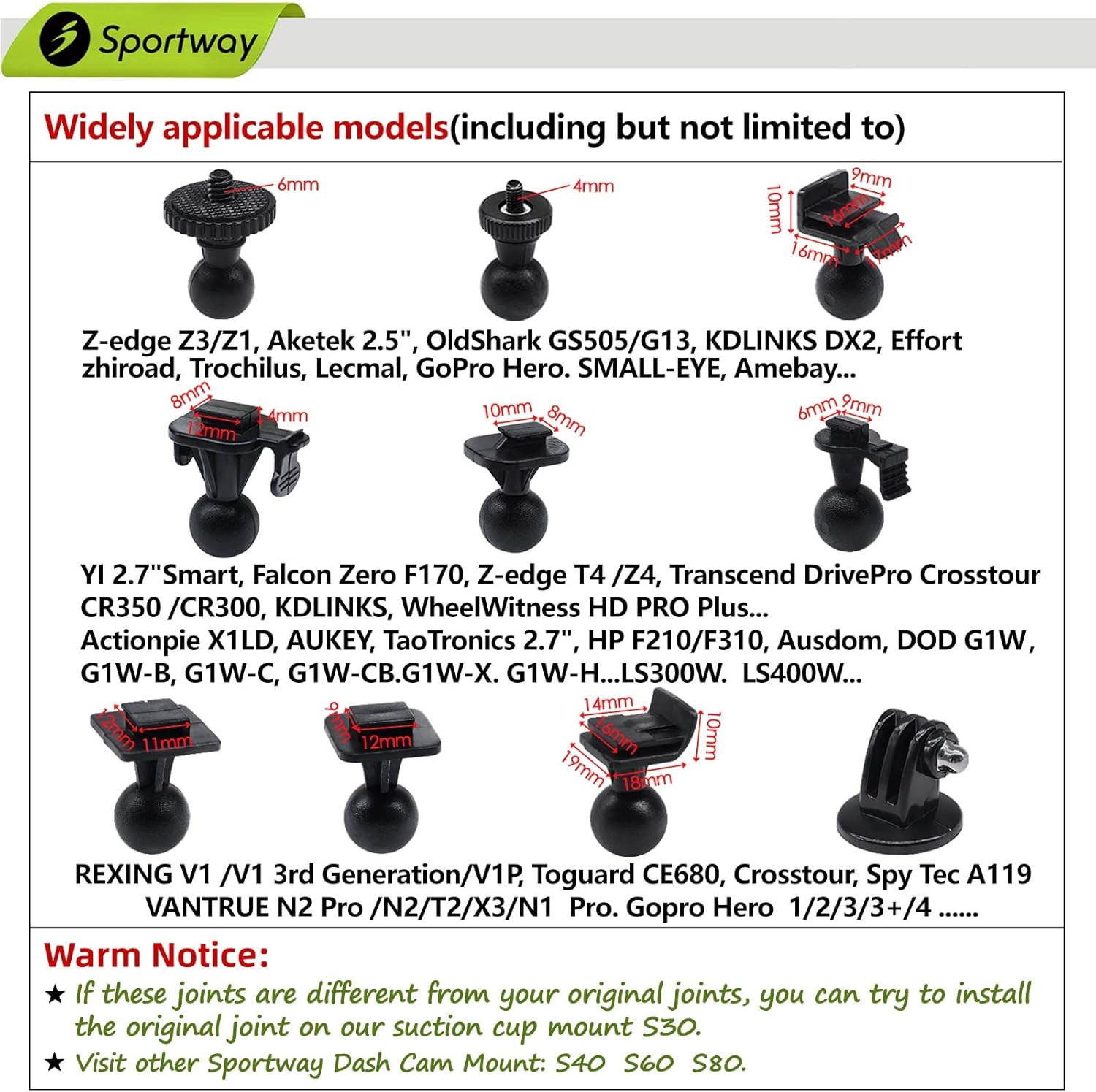 S30 Dash Cam Mount Suction 2nd Gen 10 Joint Universal DVR GPS Holder Car